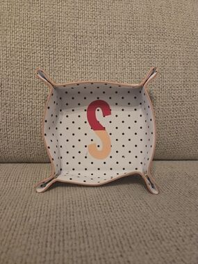 kate spade Polka Dot Monogram Tray in Peach & Red